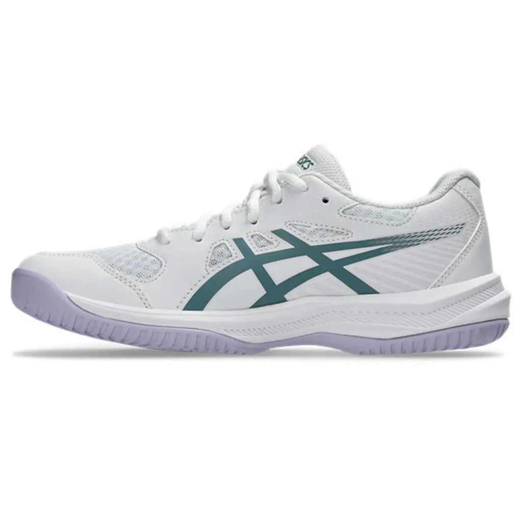 Asics Upcourt 6 - White/Foggy Teal - Dames Hockeyschoen