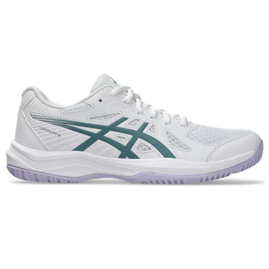 Asics Upcourt 6 - White/Foggy Teal - Dames Hockeyschoen