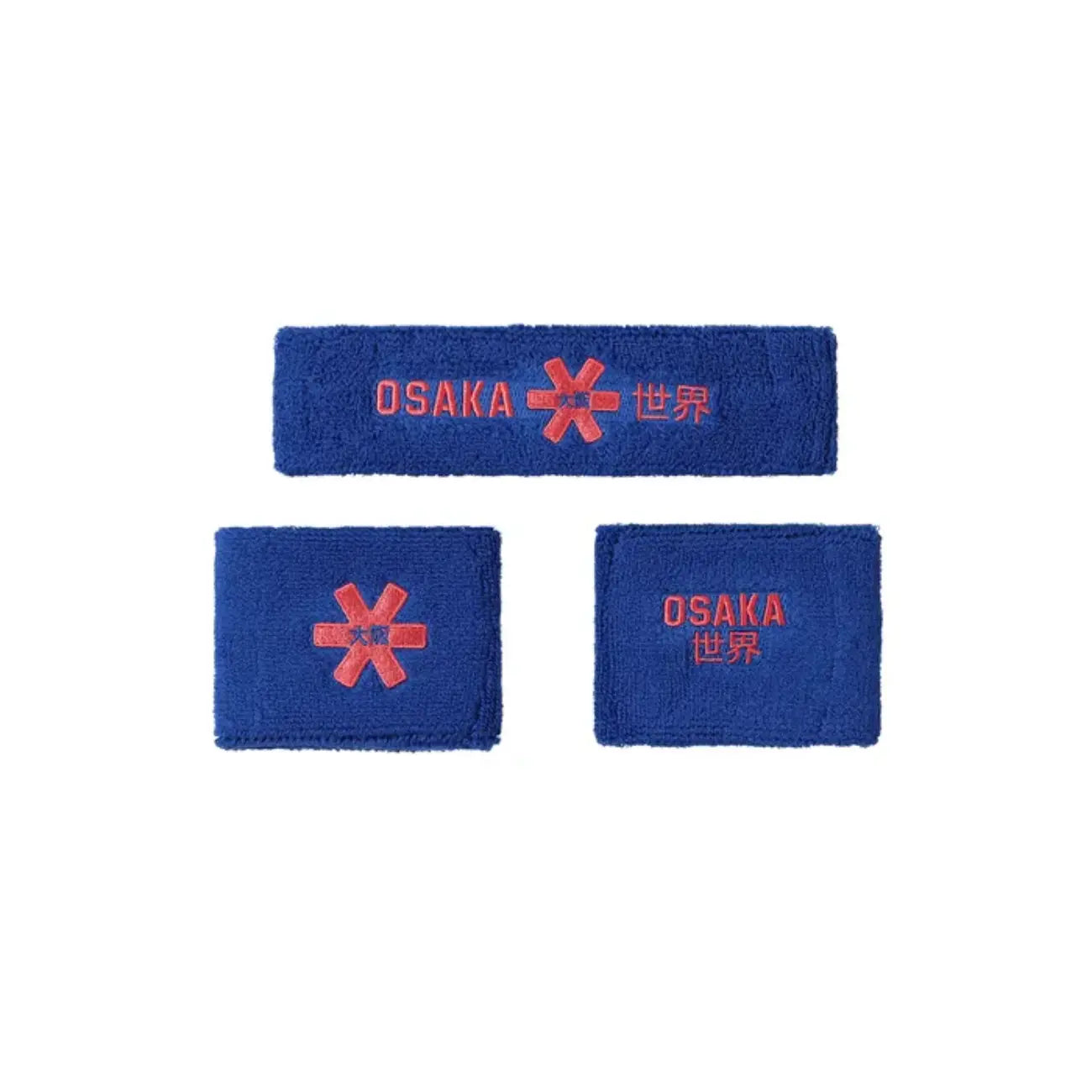 Osaka Sweatband Set - Princess Blue-Cayenne Red Accessoires